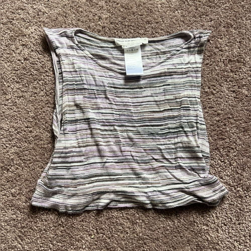 Urban Renewal Purple Multicolored Striped Tank Top w/ Opening